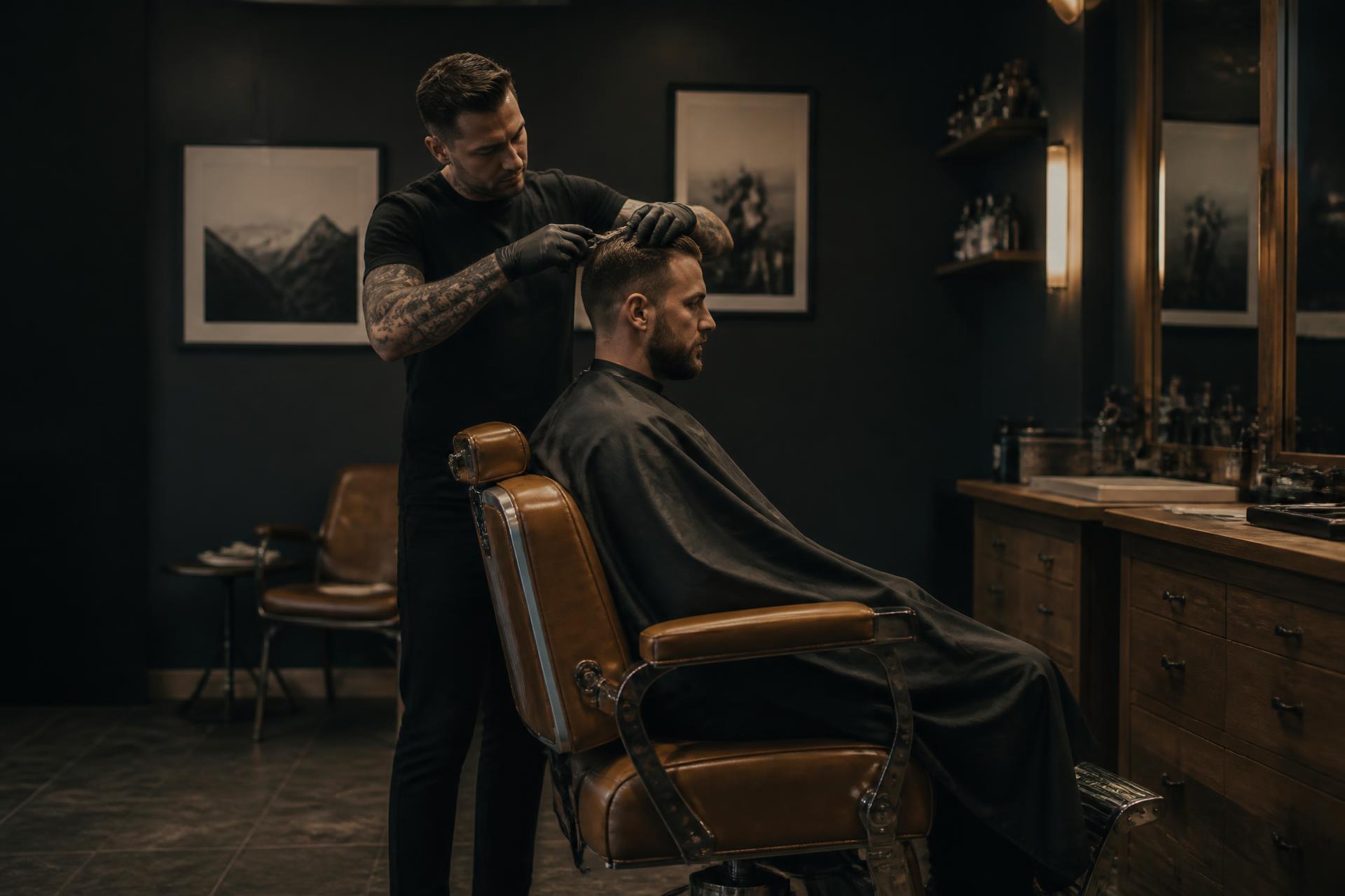 Barber finishing a men's haircut at Saba Barbershop & Hair Salon in Footscray